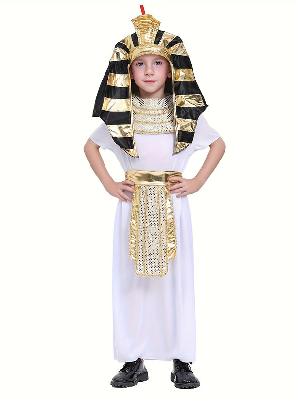 Kids Ancient Egyptian Kings, Pharaohs for Halloween Carnival Ball, Historical Theme Character Dress Up Performance Costume