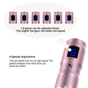 6 Level Adjustable Electric Wireless Derma Pen/Mas Pen with 10pcs Screw Replacement Tips 0.25mm, 500mAh Built-in Battery, Great At-home Skincare Tool