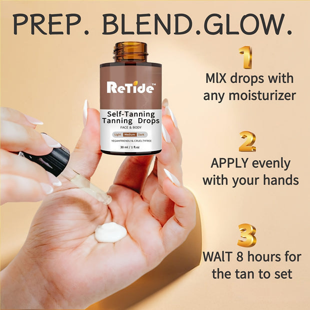 Self Tanning Drops- Medium Face Tanning Drops To Add To Lotion, Moisturizing Bronzing Tanner For Face& Body, Toxin Free Tanner For Fake 30ml/1fl.oz