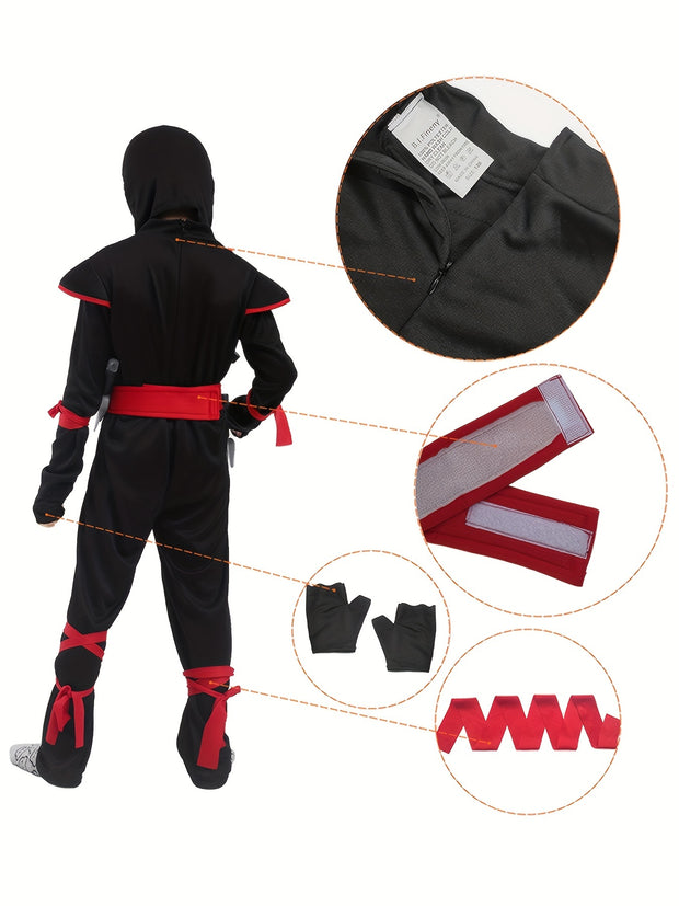 Carnival Boys Kids Ninja Costume Cosplay Assassin Samurai Warrior Muscle Jumpsuit Children Halloween Fancy Dress Up