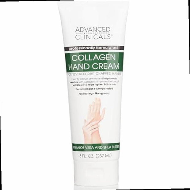 Advanced Clinicals Collagen Hand Body Cream Skin Care Moisturizer Lotion For Dry Cracked Skin Soothing Hydrating Plant Collagen Lotion W Aloe Vera Green Tea Shea Butter Large 8 Fl Oz