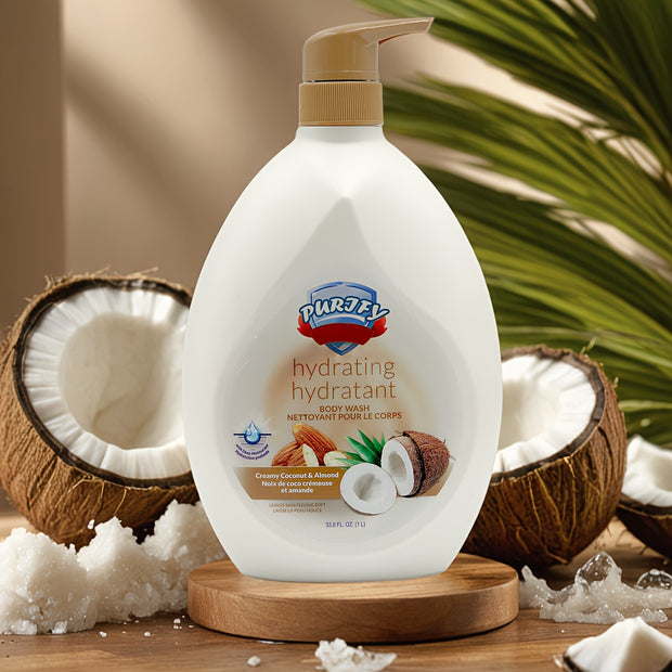[Ultra-Nourishing Body Wash] WISH Ultra-Nourishing Coconut & Almond Body Wash | 33.8oz/1000ml, Hydrating Formula with Rich Botanicals, Gentle Cleansing for Silky Smooth Skin, Luxurious Tropical Scent, Paraben-Free, Ideal for