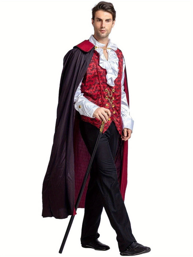 Vampire Costume, Vampire Costume Men With Vampire Cape For Deluxe Halloween Costume