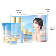 OKADY Sea Essence Hydrating 8pcs Set, Facial Care Set, Chlorella, Sea Fennel Ingredients - Elastic And Bright, Soft, Contains Cleanser, Toner, Serum, Eye Cream, Serum, Cream, Foundation, Lip Glaze, Gift for Ladies, New Year G