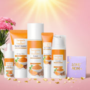 Natural Turmeric & Vitamin C 5pcs Skincare Set, Sensitive Light Beige Friendly, with Cleanser, Toner, Eye Cream, Serum, Moisurizer, Perfect Gift for Women, Affordable Beauty Gift Set, Best for Christmas, Perfect for Thanksgiv