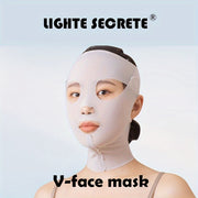 [Unisex Cooling V-Face Mask] LIGHTE SECRETE V-Face Mask, Breathable Mesh Fabric, Cooling Effect, Unisex, Facial Lifting, Wrinkle Reduction, No Alcohol, Facial Training Band, Gray/ White, Premium Aesthetic