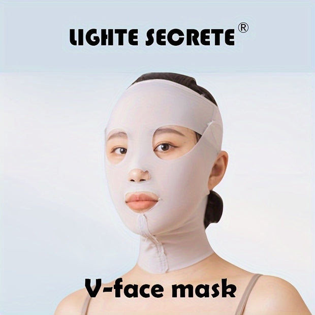 [Unisex Cooling V-Face Mask] LIGHTE SECRETE V-Face Mask, Breathable Mesh Fabric, Cooling Effect, Unisex, Facial Lifting, Wrinkle Reduction, No Alcohol, Facial Training Band, Gray/ White, Premium Aesthetic