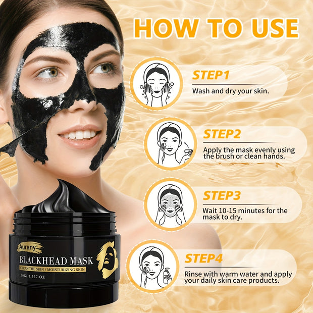 2pcs - Black Cleansing Face Mask, Facial Mask Extracted From Bamboo Charcoal Plants, Clay Mask for Face Moisturizes Oil Control, Clean Facial Light Beige, Suitable for Both Men And Women-100G