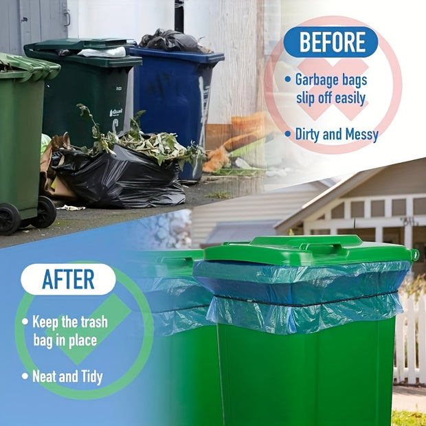 Heavy-Duty Elastic Trash Can Holders - 3pcs Garbage Bag Bands, Secure Slip-Proof Grip for Large Dumpster, Office, School, Home, Outdoor - Fits Trash Cans up to 96 Gallons, Trash Bag Holder