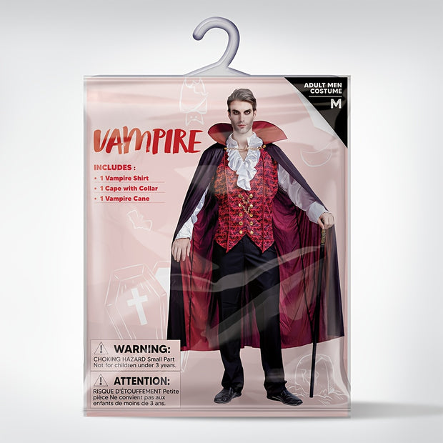 SYNCFUN Vampire Costume, Vampire Costume Men with Vampire Cape for Deluxe Halloween Costume