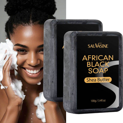 African Black Soap Bars, Infused Shea Butter & Coconut Oil for Deep Cleansing, Moisturizing Cleanser for Clear Light Beige, for All Light Beige Types-African Black Soap Bar for Face & Body 100g-Birthday Valentine's Day Gifts