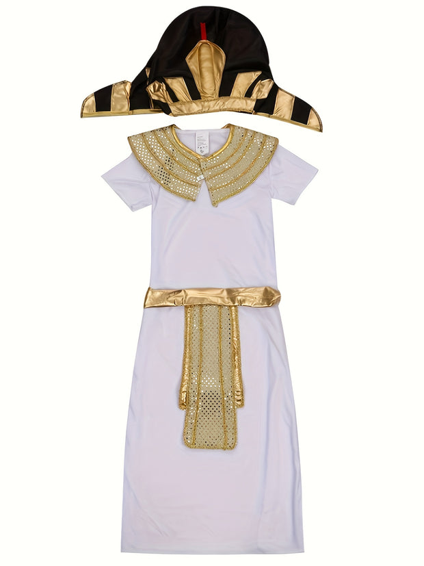 Kids Ancient Egyptian Kings, Pharaohs for Halloween Carnival Ball, Historical Theme Character Dress Up Performance Costume