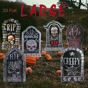 2D Flat Halloween Garden Decoration, Tombstone Shape RIP Scary Skull Pattern Demon Vampire, Halloween Party Decoration, Create Scary Atmosphere Decoration - Apply Halloween Day Courtyard Path Decoration, 2D Flat