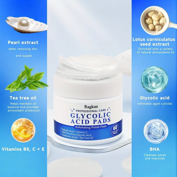 Exfoliating Pads With Salicylic Acid, Toner Pads For Face With Vitamins C, Tea Tree Oil Facial Radiance Deep Cleaning Effect, Dark Spot Removers 60 Count