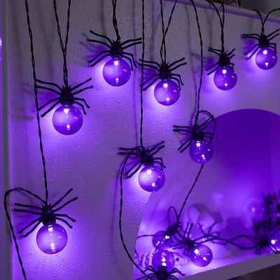 [Halloween Spider Light] 15-LED Halloween Spider Light | Purple Holiday Decorative Lamp for Indoor Festive Atmosphere and Spooky Fun