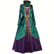 All Saints' Day CosplayDiy Medieval Green Velvet Dress Witch Cosplay Costume Robes Adult for Women Plus Size, Halloween Costumes for Women, Halloween Costume