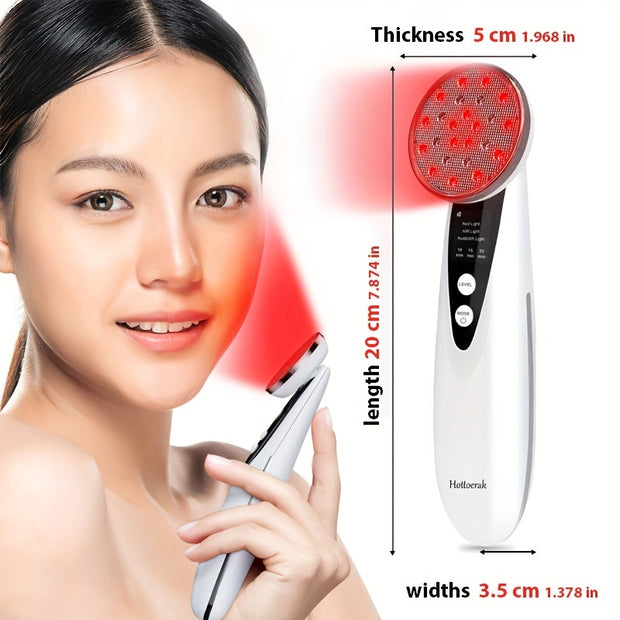 HeliFolk Multi-Functional LED Red Light Relax Facial Device – Handheld Skincare Beauty Instrument with Adjustable Settings, USB Rechargeable, Perfect Valentine’s Day or Birthday Gift for Her