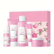 Skin Care Set, Cherry Blossom Skin Care Sets & Kits, Skin Care For Teenage Girls Gift Set With Cleanser, Toner, Serum, Eye Cream, Facial Cream, Facial Skin Care Sets & Kits For Teenage Girls Women