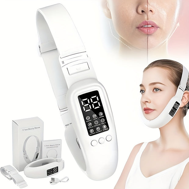 1pc Smart Face Lifting Device with Double Chin Reducer, USB Rechargeable Facial Contouring Machine, Ergonomic Design, Perfect Gift for Her