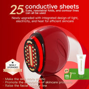 PVD Professional Facial Skincare & Beauty Device - 25-in-1 Multi-Function, 25 Conductive Sheets with Eye/Nasolabial Fold/Contour Lines Treatment, Red Light Relax, Heats Up for Efficient Skincare, USB Rechargeable Handheld Hom