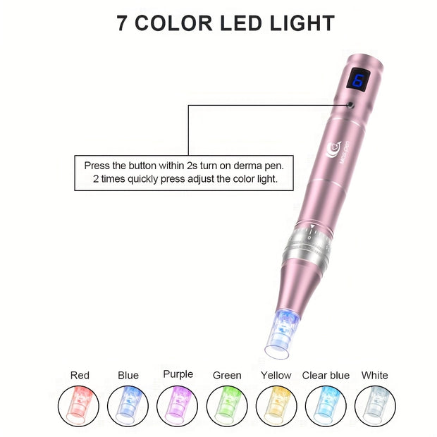 6 Level Adjustable Electric Wireless Derma Pen/Mas Pen with 10pcs Screw Replacement Tips 0.25mm, 500mAh Built-in Battery, Great At-home Skincare Tool