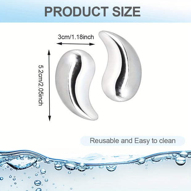 1 Pair Stainless Steel Eye Massagers - Reusable Multi-Purpose Hot & Cold Compress Relax, Portable Gua Sha Facial Massage Tools for Home, Travel, Beauty Shops - No Battery Needed, Holiday & Mother’s Day Gifts