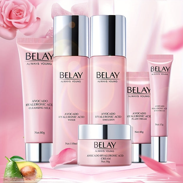 [Avocado Vitality] 6pcs Avocado Hyaluronic Acid Vitality Set | Deep Hydration, Brighten Skin, Heal Dry Skin | Exquisite Gifts to Make Skin Youthful Vitality