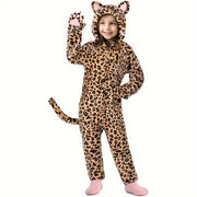 GINMIC Cat Costume For Girls, Leopard Costume, Onesie Brown Leopard Costume For Kids, Halloween Costumes Halloween Christmas Gift