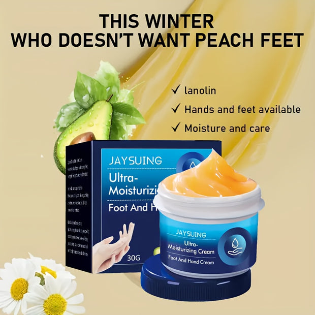 Ultra-Moisturizing Foot & Hand Cream with Glycerol & Beeswax - Long-Lasting Hydration for Dry, Cracked Light Beige, Cream for & Dry Lines, Fragrance-Free Beige Moisturizer for Men & Women