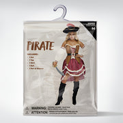 Women'S Pirate Costume Dress with Matching Hat - Elegant Burgundy & Golden Pirate Outfit, Flared Skirt for Halloween, Themed Parties, Cosplay - Pirate Party Attire for Adults, Pirate Costume Accessories, Themed Event Attire,