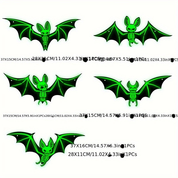 10pcs Halloween Glow-in-the-Dark Hanging Bats, Suitable for Holiday Decorations, Halloween Hanging Decoration