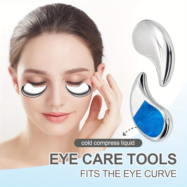 1 Pair Stainless Steel Eye Massagers - Reusable Multi-Purpose Hot & Cold Compress Relax, Portable Gua Sha Facial Massage Tools for Home, Travel, Beauty Shops - No Battery Needed, Holiday & Mother’s Day Gifts