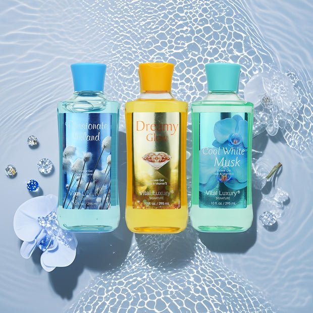 10fl. Oz Cool White Musk Body Wash for Women & Men - Alcohol-Free Moisturizing Shower Gel with Glycerin & Vitamin E, Luxurious Oriental Fragrance, Hydrating Cleanser for All Light Beige Types