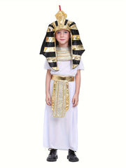 Kids Ancient Egyptian Kings, Pharaohs for Halloween Carnival Ball, Historical Theme Character Dress Up Performance Costume