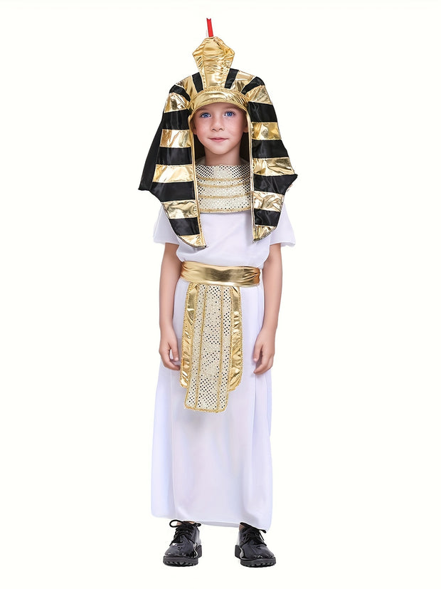 Kids Ancient Egyptian Kings, Pharaohs for Halloween Carnival Ball, Historical Theme Character Dress Up Performance Costume