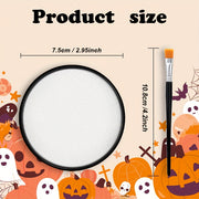 White Water-Soluble Face & Body Paint with Brushes - Halloween Skeleton, Zombie, Vampire & Skull Designs for Christmas, Mardi Gras & Cosplay Parties - Easy Application Paste For