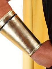 Men Egyptian Costume Set, 7 Pcs Golden Trim Tank Tops Skirt Arm Sleeves Headwear Necklace Halloween Cosplay Outfits