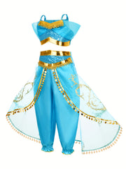 Girls' Elegant Princess Dress Up Costume - Formal Party Outfit with V-Neck, Flared Skirt, for Halloween, Christmas, Birthday - Fancy Dresses for Toddlers & Kids (Easy-to-Wear Party Attire), Princess Dresses for Girls, Kids Ev