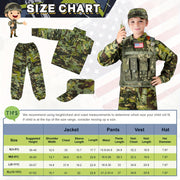 GINMIC Tactical Army Costume for Boys & Girls - Realistic Camouflage Vest with MOLLE Webbing, Pistol & Med Kit, Halloween & Christmas Outfit, Durable Polyester, Boy Costume, Best for Christmas