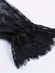 Plus Size, Dark European Hip-Hop Style Contrast Lace Fashion Bustier Flare Sleeve Plus Size Dress