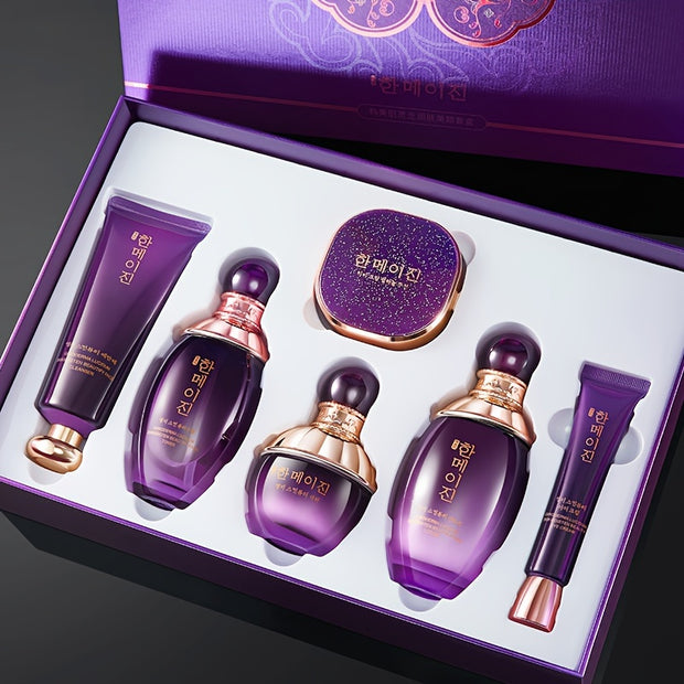 6pcs Korean and American Skin Purple Ganoderma Moisturizing Beauty Set Box Hydrating, Moisturizing and Nourishing Skincare Set for Facial Care Gifts for Mothers and Girlfriends Mother's Day Gift