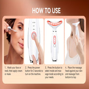 LED Face-Lifting Device, 7 Color Led Face massage Device, Lifting and Firming Facial Massage Device, 4 in 1 Face Massager, Face Neck Massager for Daily Skin Care Routine, Facial Massager Skin Care Tool