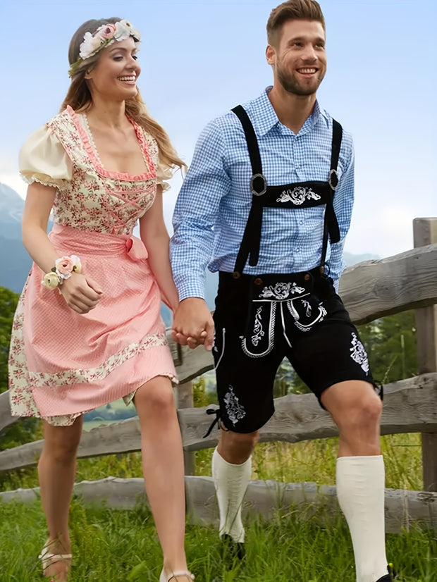 Black Adjustable Beer Festival Overalls - Munich Style Halloween Oktoberfest Men's Suspenders Workwear, Perfect for Parties and Costume Events, Party Outfit, Festive Attire, Casual Workwear, Hand Wash Only, Nonstretch Fabric,