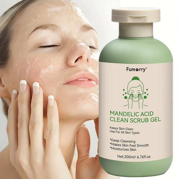 Cleansing Gel - 6.76oz, with Mandelic Acid - Aloe & Rose Extract, Face And Body Scrub Gel, Keeps Facial Light Beige Clean And Moisturized