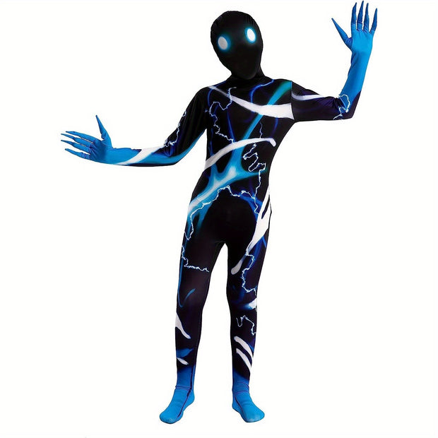 SYNCFUN Boys Scary Halloween Costume For Kids, Slenderman Skin Bodysuit, Skinsuit Boys Girls