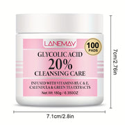 LANEMAV Glycolic Acid Facial Cleansing Pads | 100 Count | Hypoallergenic, Infused with Vitamin B5 & E, Calendula & Green Tea Extracts | Deep Pore Unclogging & Oil Control | Suitable for Sensitive Light Beige | Minty Fresh Sce