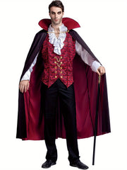 Vampire Costume, Vampire Costume Men With Vampire Cape For Deluxe Halloween Costume