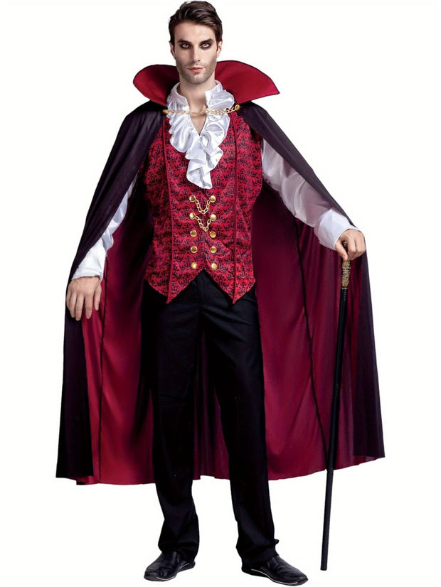 Vampire Costume, Vampire Costume Men With Vampire Cape For Deluxe Halloween Costume