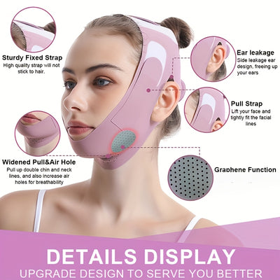 1pc Reusable V-shaped Lifting Facial Mask - Pink Face Band, Used To Reduce Double Chin, Tighten Face And Prevent Sagging | Ultra-thin Comfortable Summer Wear, With Cooling Function, Face Slimming Tools | Tight Fit Design | Co