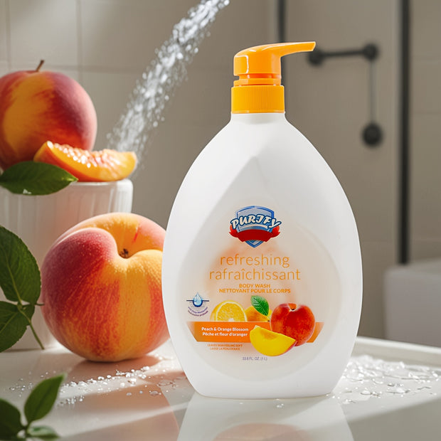 [VITALS | Revitalizing] 1pc VITALS Peach & Orange Blossom Revitalizing Body Wash - 33.8oz/1000ml | Infused with Fruit Extracts & Floral Essences, Gently Cleanses, Brightens & Hydrates Skin | Paraben-Free, Suitable for All Ski